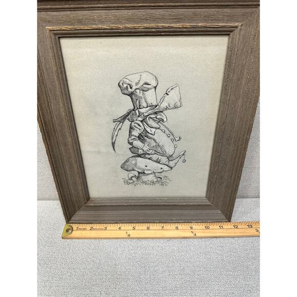 Graphite Pencil Art Gnome Mushroom Framed Woodland Fantasy Sketch 13.5” whimsy - Picture 4 of 7